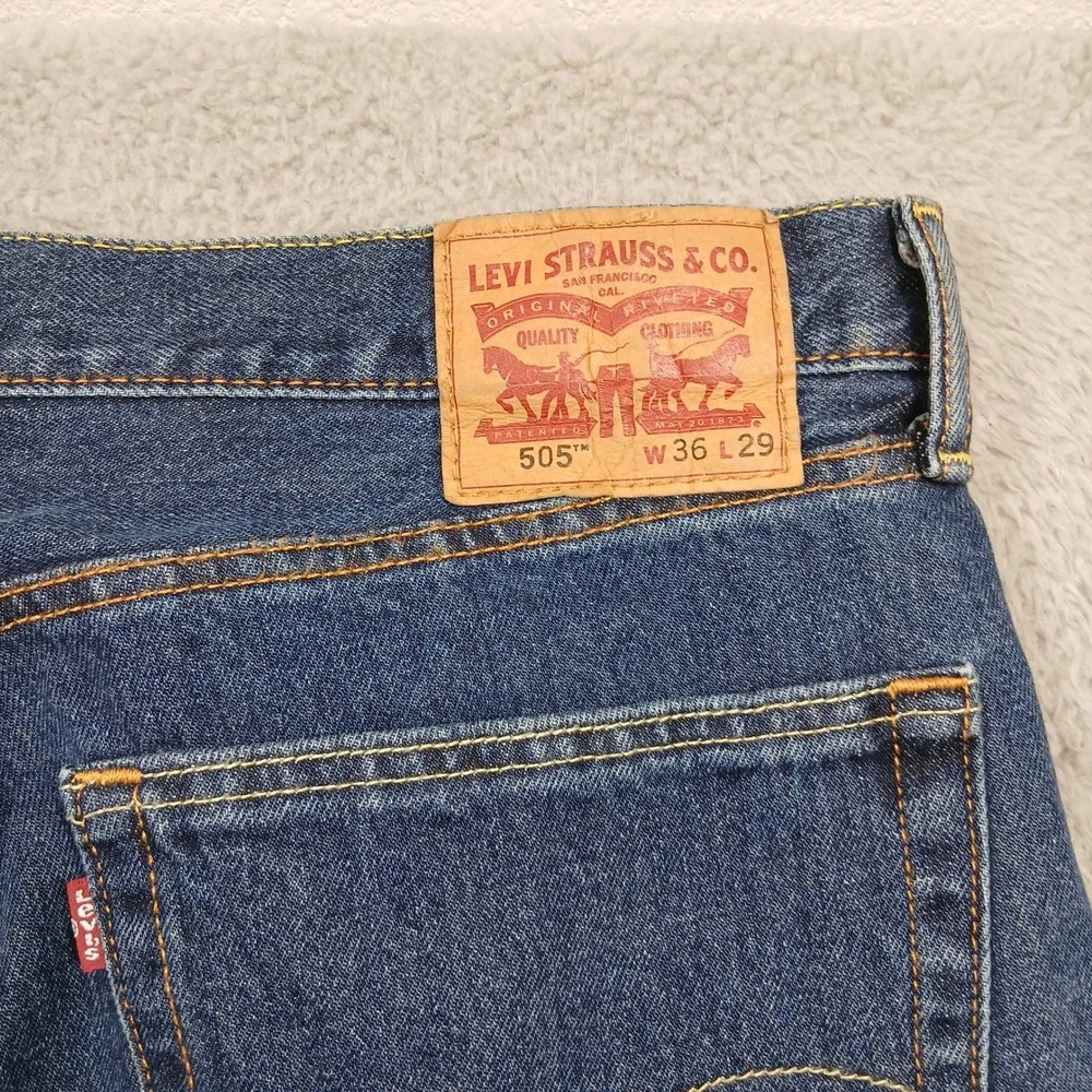 Levi's 505 Regular Fit Jeans‎ Mens 36x29 Dark Wash Straight Leg Denim